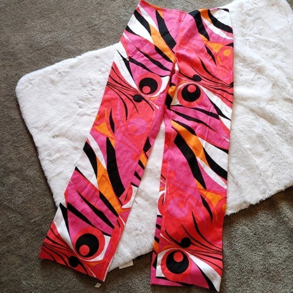Evelyn Abstract Funky Fun Pants Size 8 Pink Retro White Black Zipper Side